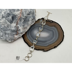 Crystal Clear Tourmaline Prong Set 925 Sterling Silver 8” Bracelet